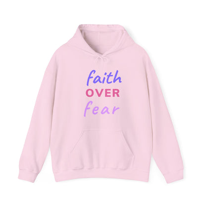 Faith Over Fear Light Pink Unisex Graphic Hoodie - Radiate Good Merch