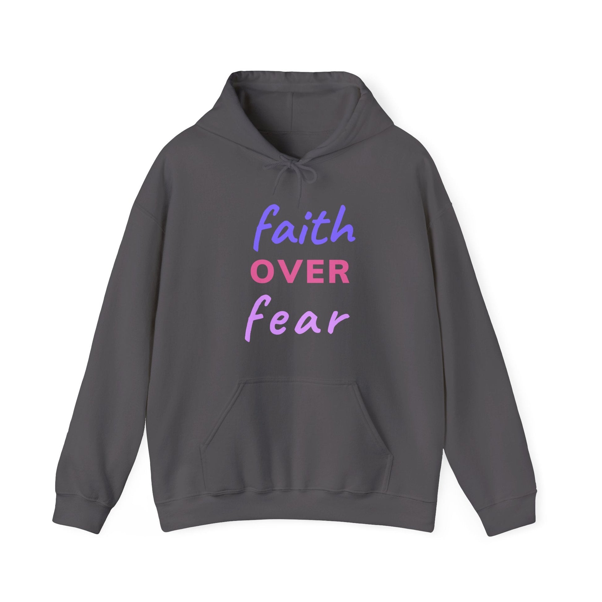 Faith Over Fear Charcoal Unisex Graphic Hoodie - Radiate Good Merch