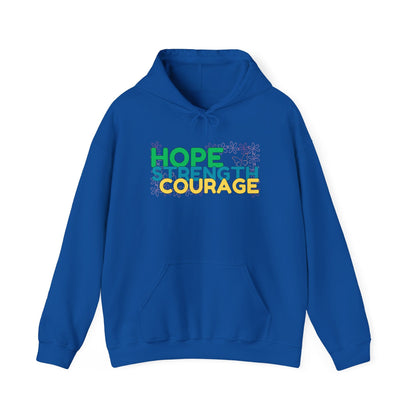 Hope, Strength, Courage Royal Blue Unisex Graphic Hoodie - Radiate Good Merch