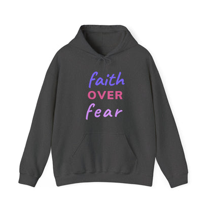 Faith Over Fear Dark Heather Unisex Graphic Hoodie - Radiate Good Merch