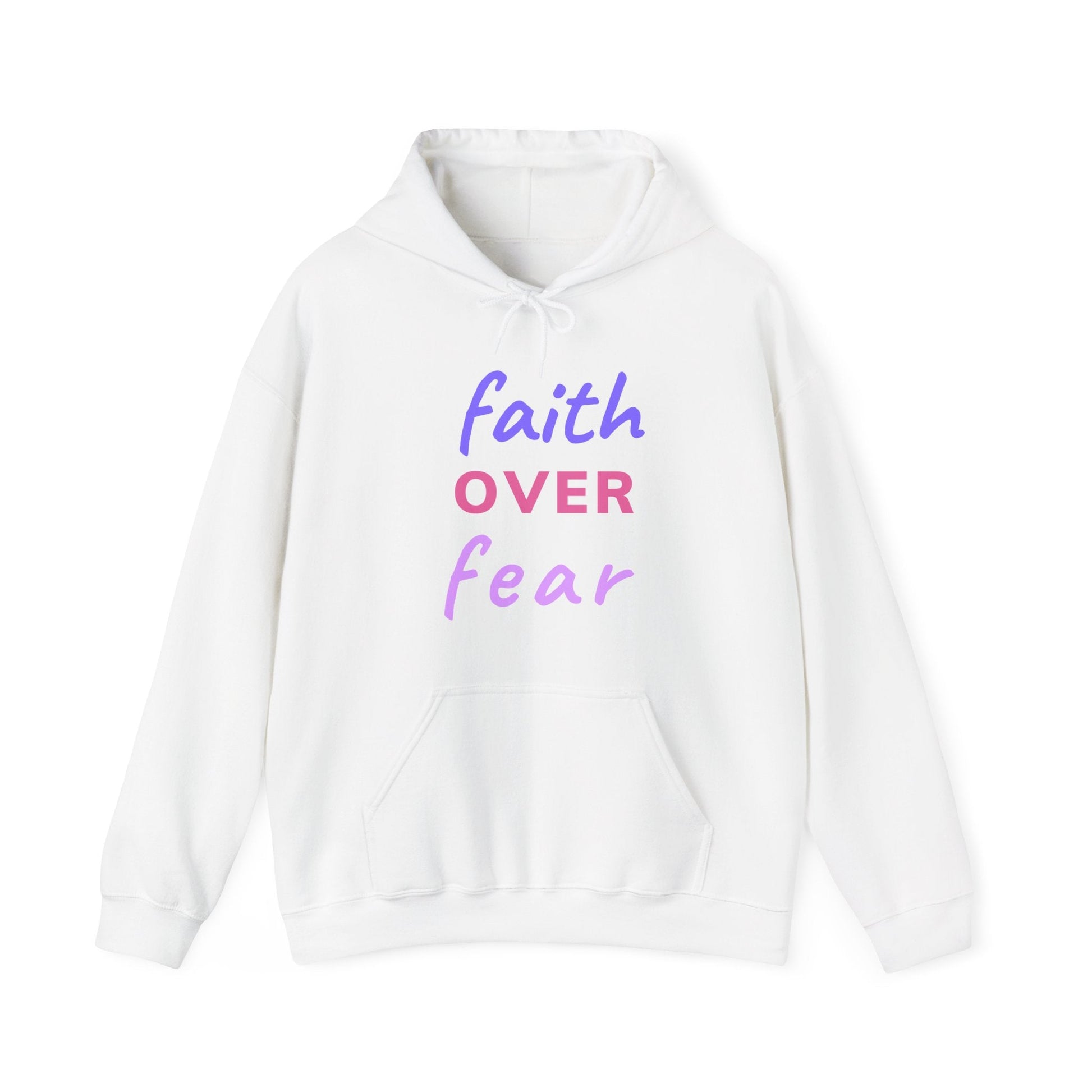 Faith Over Fear White Unisex Graphic Hoodie - Radiate Good Merch