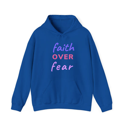 Faith Over Fear Royal Blue Unisex Graphic Hoodie - Radiate Good Merch