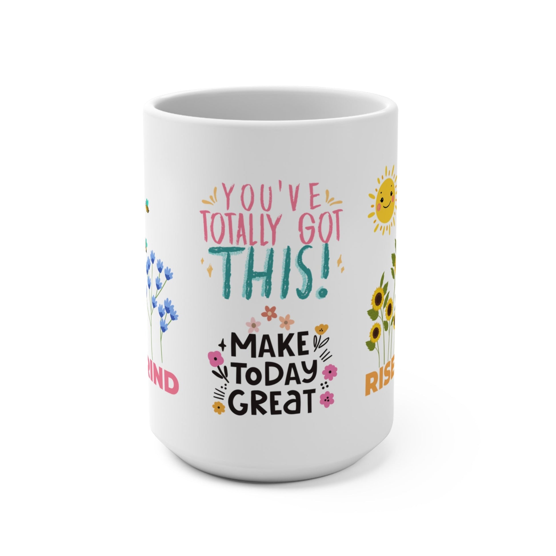 15 oz Motivation White Ceramic Coffee Mug - Radiate Good Merch