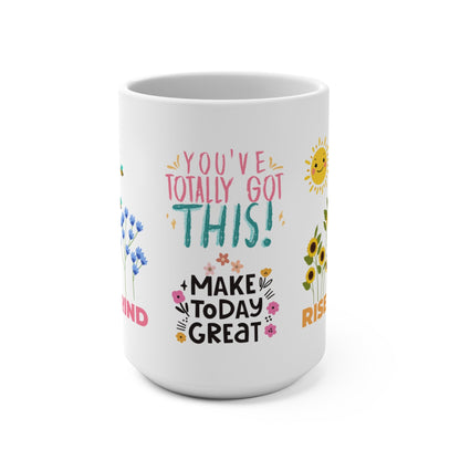 15 oz Motivation White Ceramic Coffee Mug - Radiate Good Merch